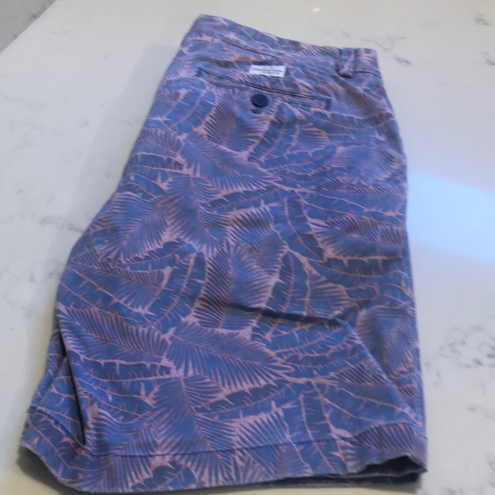 EUC Bleeker short in pink/blue palm print.